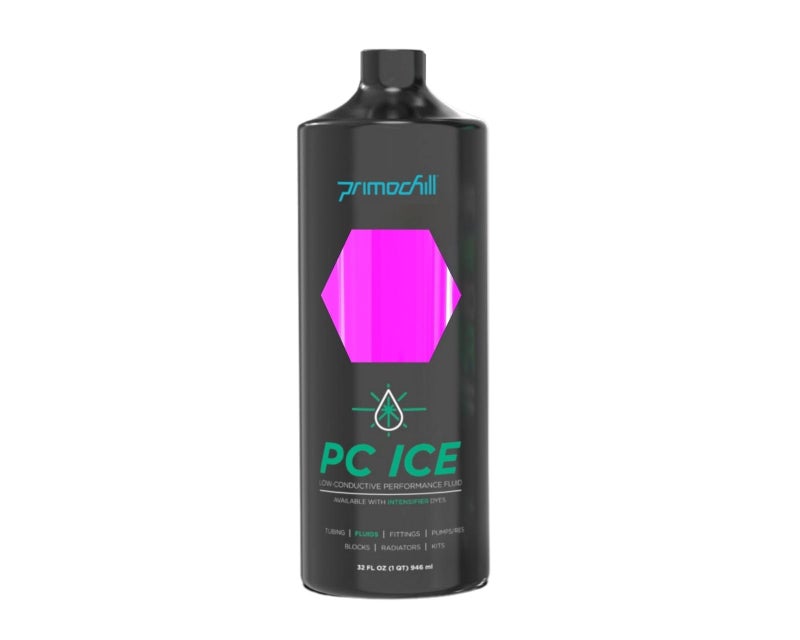 PrimoChill بريمو تشيل آيس - سائل تبريد المياه للكمبيوتر، املأ وانسَ، لزوجة منخفضة، محتوى كيميائي منخفض، حماية كاملة، مصنوع بفخر في الولايات المتحدة الأمريكية (32 أونصة / 0.9 لتر) - شفاف وردي تحت الأشعة فوق البنفسجية - Image 2